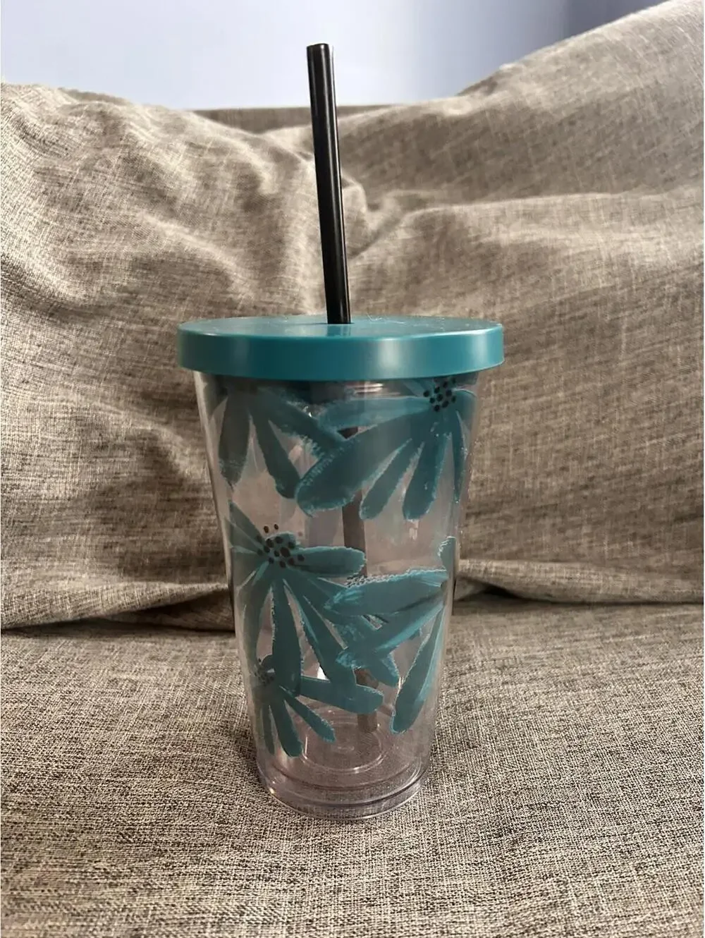 Starbucks Blue Palm Chamomile Flower 16oz Grande Cold Cup Acrylic Tumbler